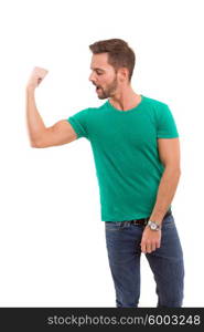 Studio picture of a young and handsome man posing isolated