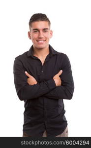 Studio picture of a young and handsome man posing isolated