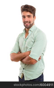 Studio picture of a young and handsome man posing isolated