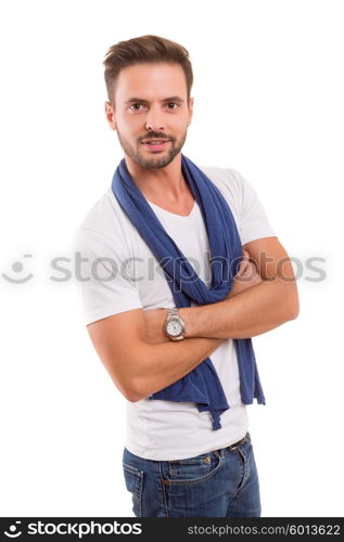 Studio picture of a young and handsome man posing isolated