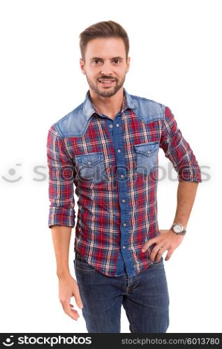 Studio picture of a young and handsome man posing isolated
