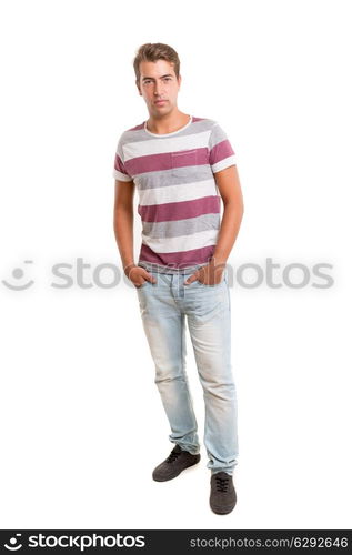 Studio picture of a young and handsome man posing isolated