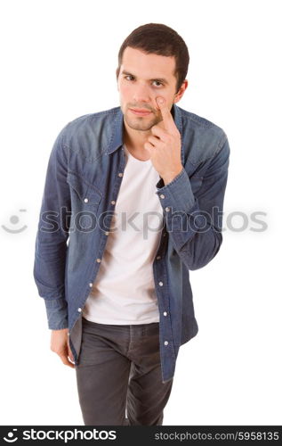 studio picture of a young smart man, isolated on white