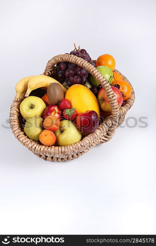 Studio portrait of a basket of fresh fruit