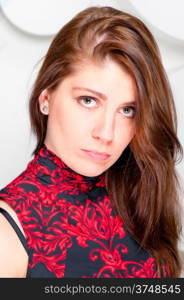 studio portrait of a charming girl with beautiful eyes