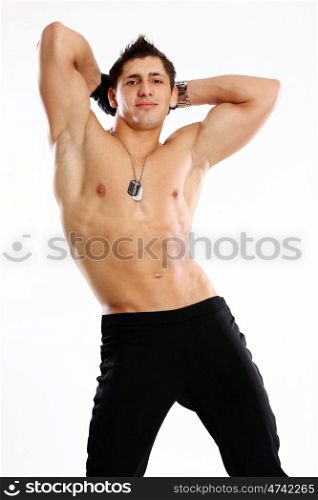 Studio portrait of a muscleman, beauty male body Studio portrait of a muscleman, beauty male body