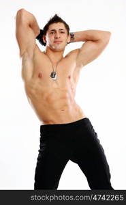 Studio portrait of a muscleman, beauty male body Studio portrait of a muscleman, beauty male body