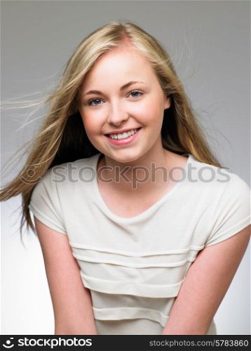 Studio Portrait Of Pretty Teenage Girl
