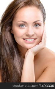 studio portrait of young beautiful woman - natural beauty concept