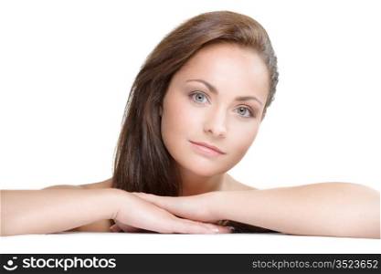 studio portrait of young beautiful woman - natural beauty concept