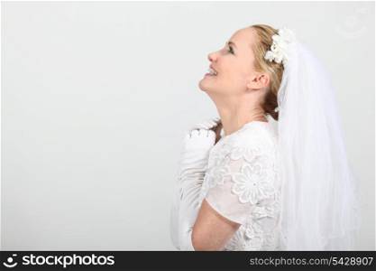 Studio profile shot of a bride