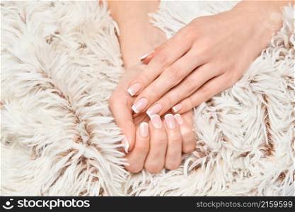 studio shot Beautiful Female Hands with French manicure.. studio shot Beautiful Female Hands with French manicure