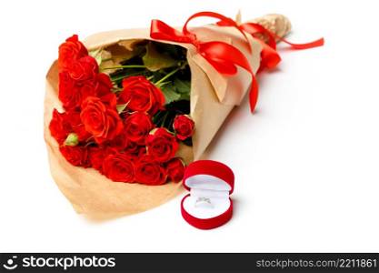 studio shot Bunch of red roses isolated on white background. Bunch of red roses isolated on white background