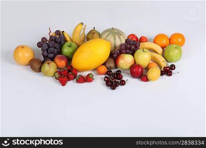 Studio shot illustrating a variety of fruit
