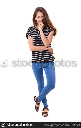 Studio shot of a beautiful young casual woman