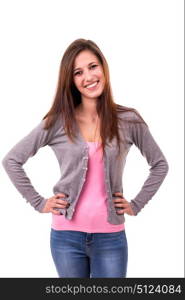 Studio shot of a beautiful young casual woman