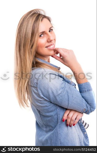 Studio shot of a beautiful young casual woman