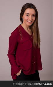 Studio shot of a beautiful young casual woman