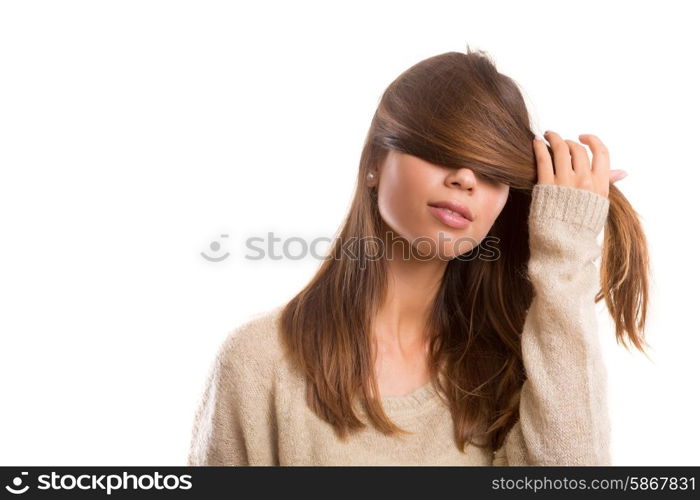 Studio shot of a beautiful young casual woman