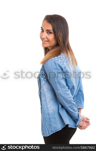 Studio shot of a beautiful young casual woman