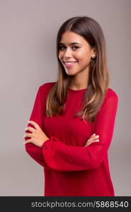 Studio shot of a beautiful young casual woman