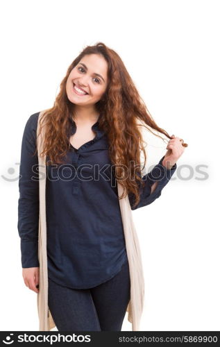 Studio shot of a beautiful young casual woman