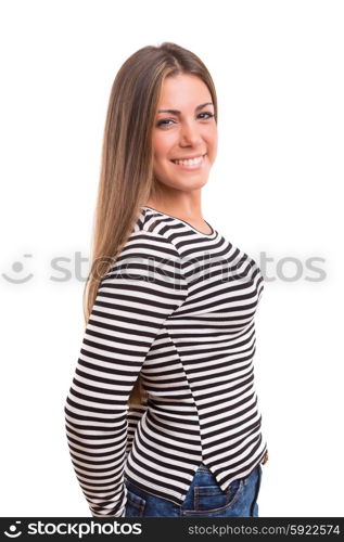 Studio shot of a beautiful young casual woman