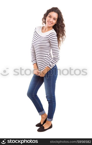 Studio shot of a beautiful young casual woman