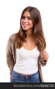 Studio shot of a beautiful young casual woman