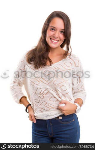 Studio shot of a beautiful young casual woman