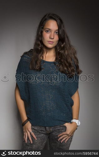 Studio shot of a beautiful young casual woman