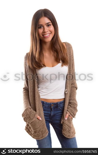 Studio shot of a beautiful young casual woman