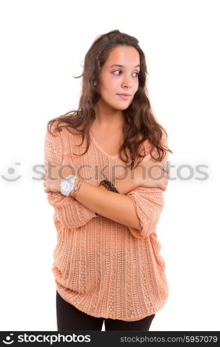 Studio shot of a beautiful young casual woman