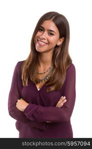 Studio shot of a beautiful young casual woman