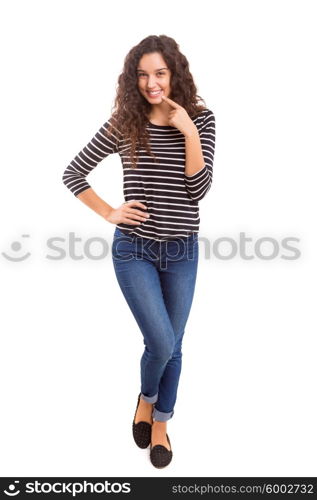 Studio shot of a beautiful young casual woman