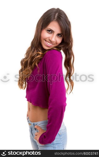 Studio shot of a beautiful young casual woman