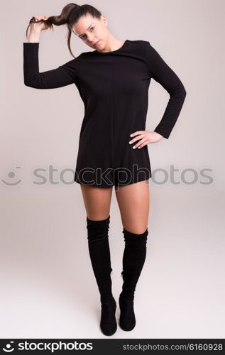 Studio shot of a beautiful young casual woman