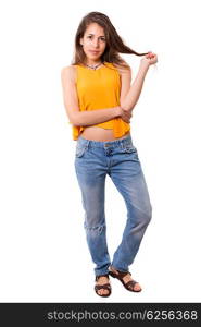 Studio shot of a beautiful young casual woman