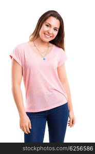 Studio shot of a beautiful young casual woman