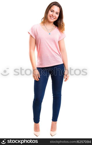 Studio shot of a beautiful young casual woman