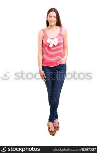 Studio shot of a beautiful young casual woman