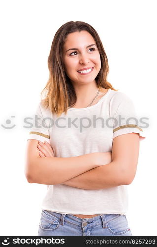 Studio shot of a beautiful young casual woman