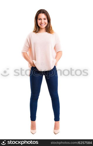 Studio shot of a beautiful young casual woman