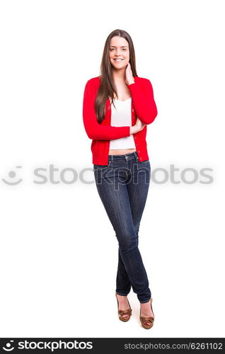 Studio shot of a beautiful young casual woman