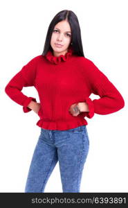 Studio shot of a beautiful young casual woman