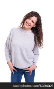 Studio shot of a beautiful young casual woman