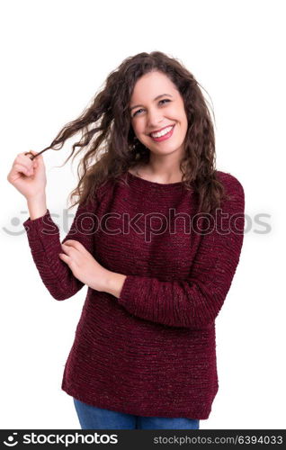 Studio shot of a beautiful young casual woman