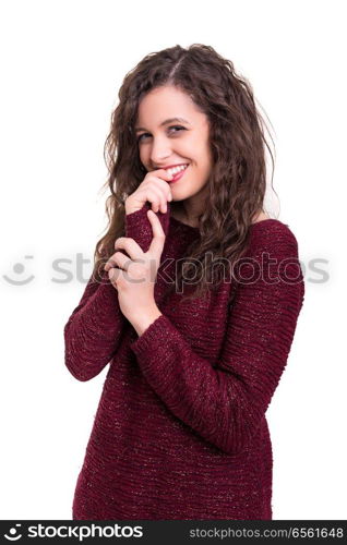 Studio shot of a beautiful young casual woman