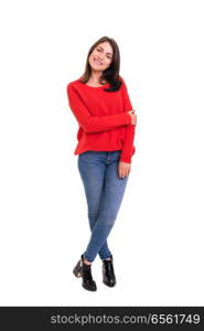 Studio shot of a beautiful young casual woman