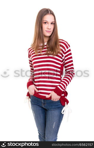 Studio shot of a beautiful young casual woman